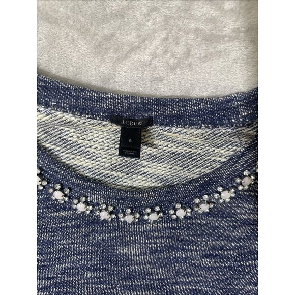 Women’s J.crew Sweater Blue Rhinestone Neckline Size Small - Picture 10 of 16